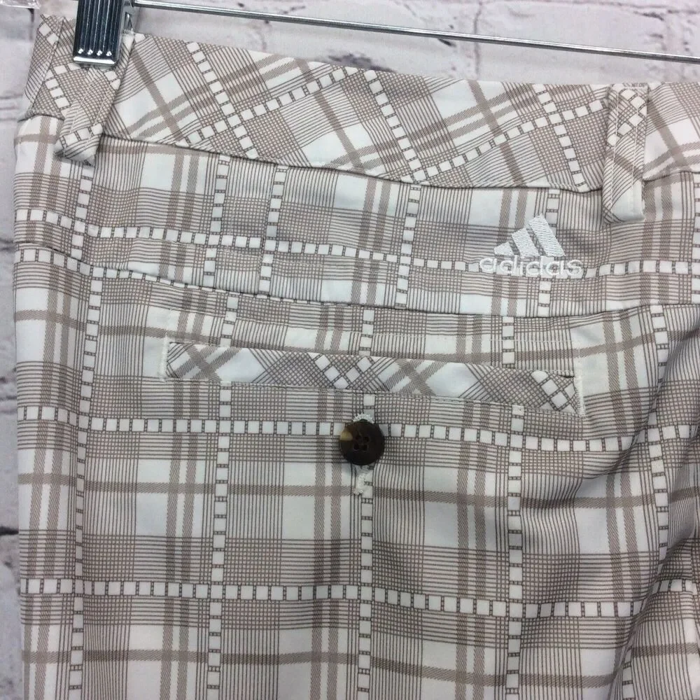 Adidas Golf Shorts Men’s 34 Athleisure Climalite Plaid Chino Flat Front Stretch
